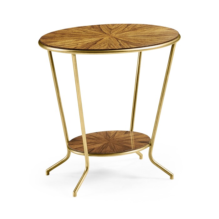 Argentinian walnut veneered oval side table