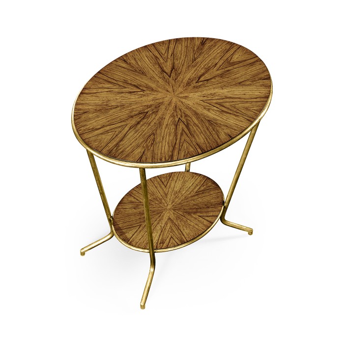 Argentinian walnut veneered oval side table