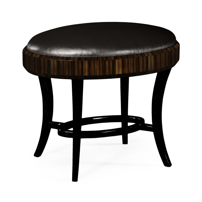 Rectangular Art Deco Macassar Ebony High Lustre Dressing Stool