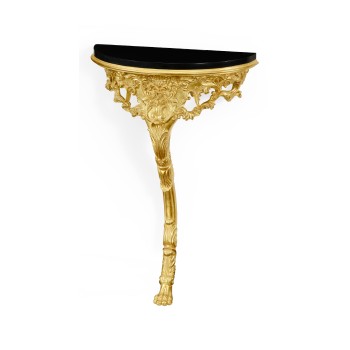 Carved & gilded bracket console (Black marble top)