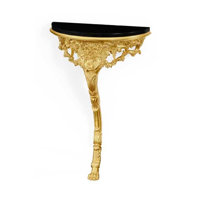 Carved & gilded bracket console (Black marble top)