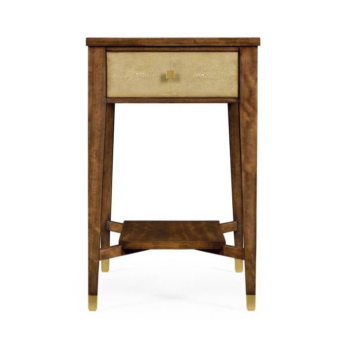 Ivory Faux Shagreen Rectangular Side Table