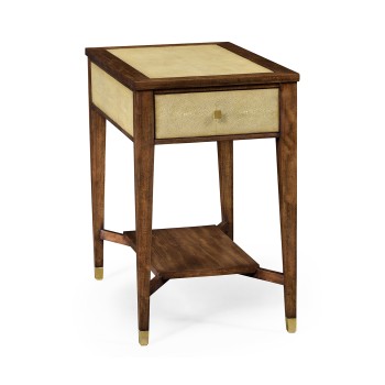 Ivory Faux Shagreen Rectangular Side Table