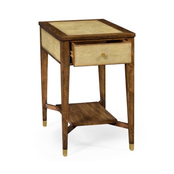 Ivory Faux Shagreen Rectangular Side Table