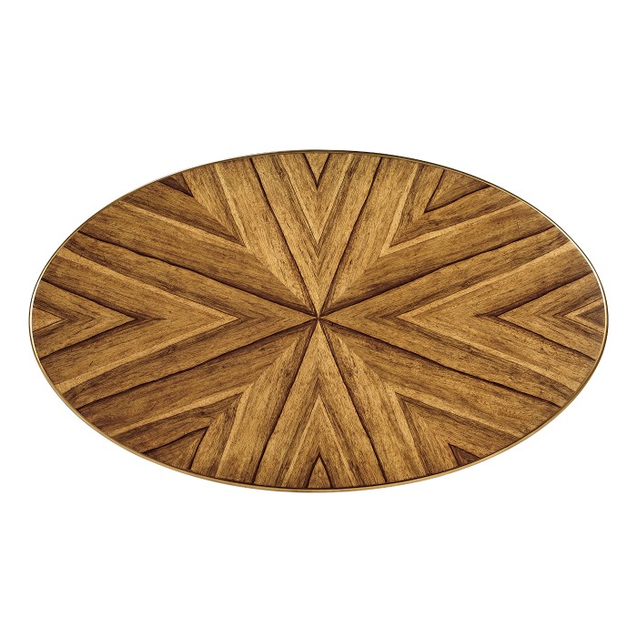 Argentinian walnut veneered oval coffee table