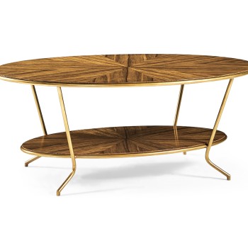 Argentinian walnut veneered oval coffee table