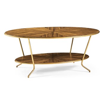 Argentinian walnut veneered oval coffee table