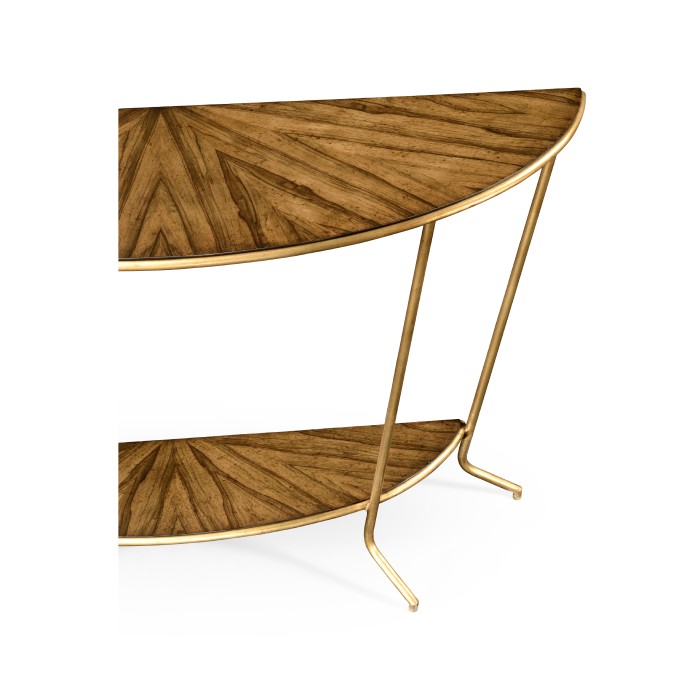 Argentinian walnut veneered demilune console