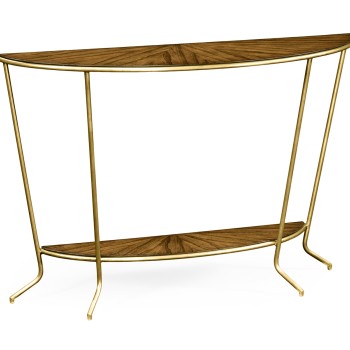 Argentinian walnut veneered demilune console