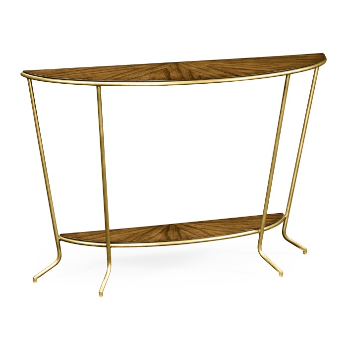 Argentinian walnut veneered demilune console