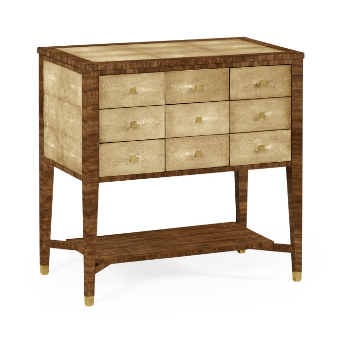 Ivory Faux Shagreen 9-Drawer Chest