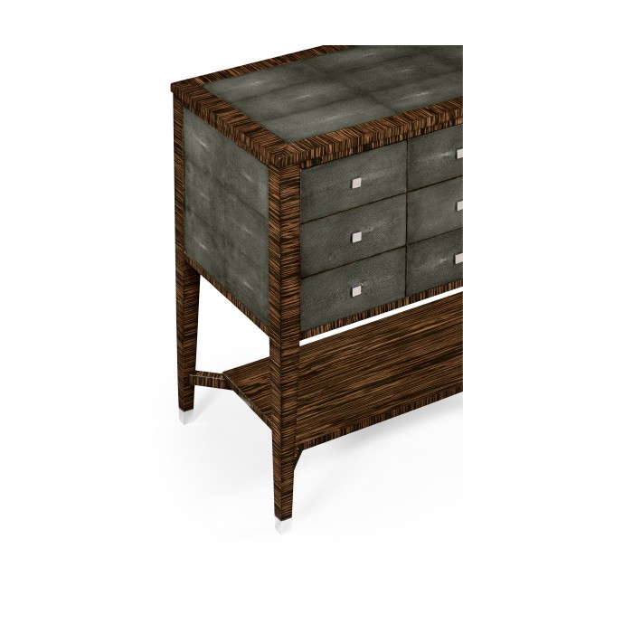 Faux Macassar Ebony & Anthracite Faux Shagreen Chest of Drawers