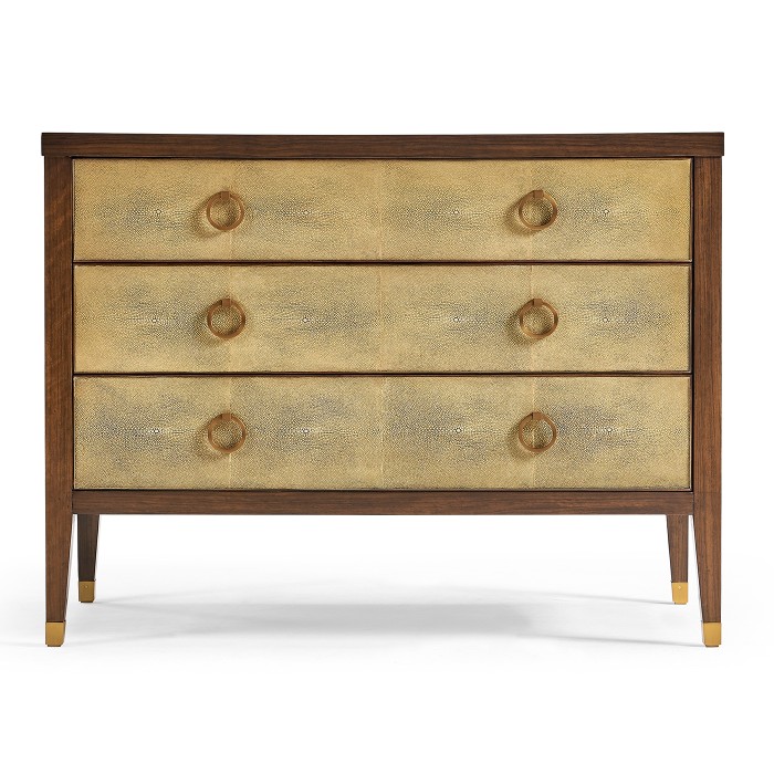 Ivory Faux Shagreen 3-Drawer Chest of Drawers