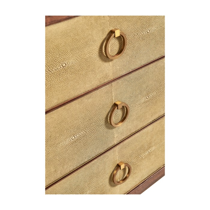 Ivory Faux Shagreen 3-Drawer Chest of Drawers