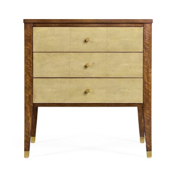 Ivory Faux Shagreen Bedside Chest of Drawers