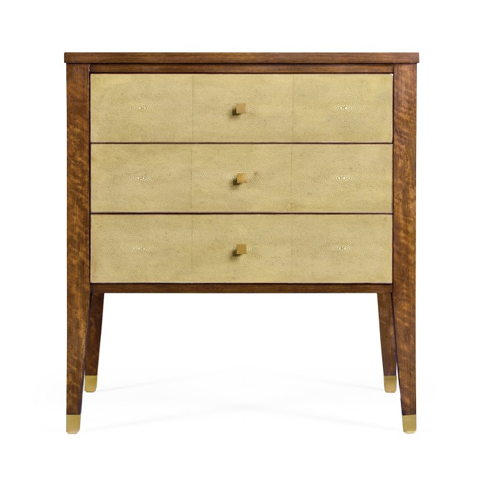 Ivory Faux Shagreen Bedside Chest of Drawers