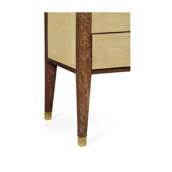 Ivory Faux Shagreen Bedside Chest of Drawers