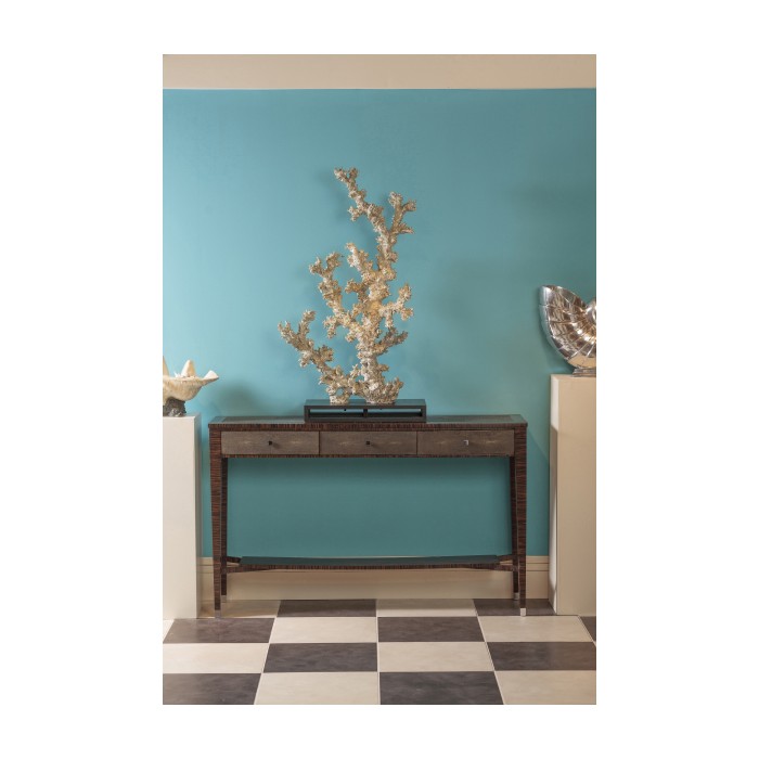 Faux Macassar Ebony & Anthracite Shagreen Console