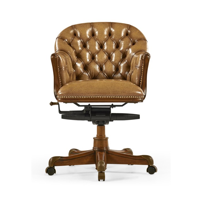 Chesterfield Style Walnut Office Chair