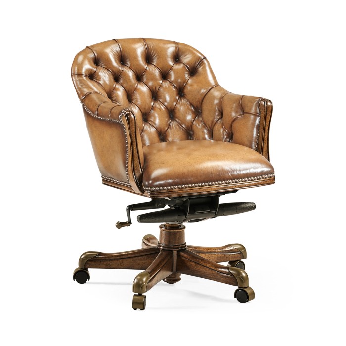 Chesterfield Style Walnut Office Chair