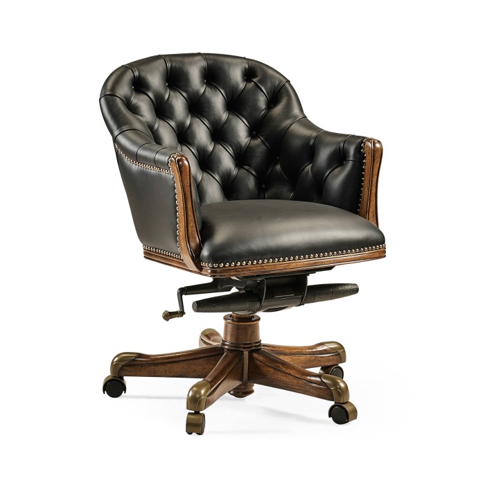 Chesterfield Style Walnut Office Chair