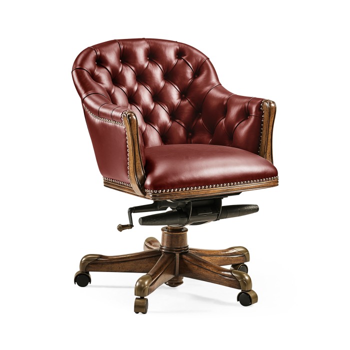 Chesterfield Style Walnut Office Chair