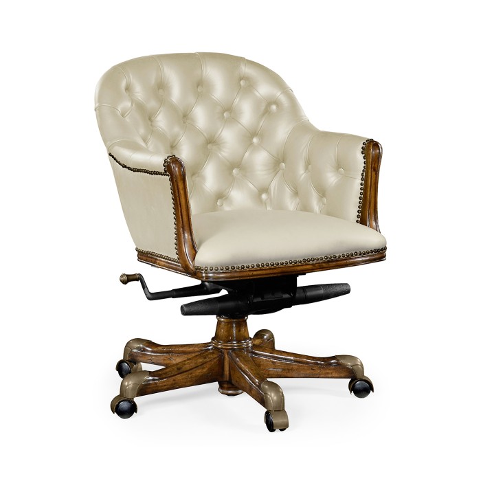 Chesterfield Style Walnut Office Chair