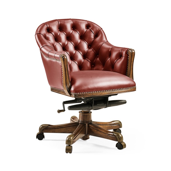 Chesterfield Style Walnut Office Chair