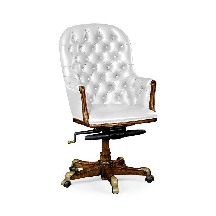 Chesterfield Style High Back Walnut Office Chair