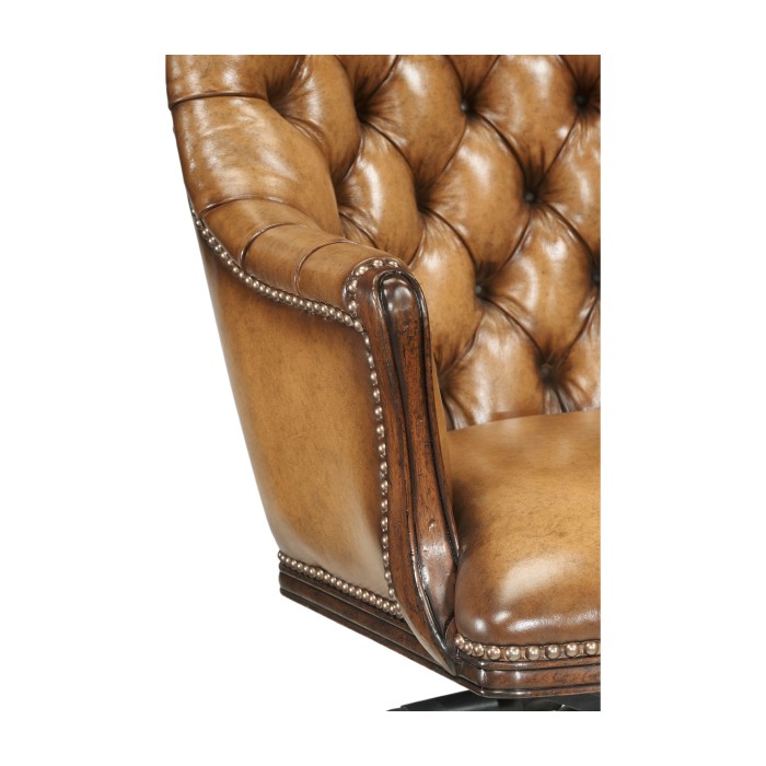 Chesterfield Style High Back Walnut Office Chair