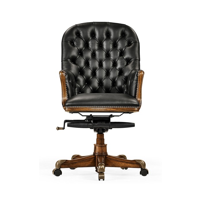 Chesterfield Style High Back Walnut Office Chair