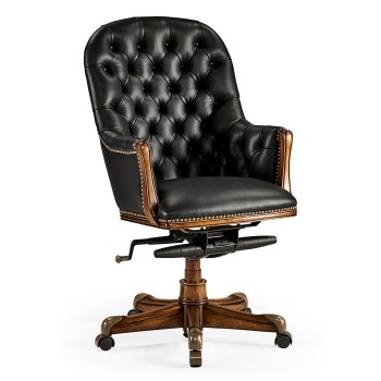 Chesterfield Style High Back Walnut Office Chair