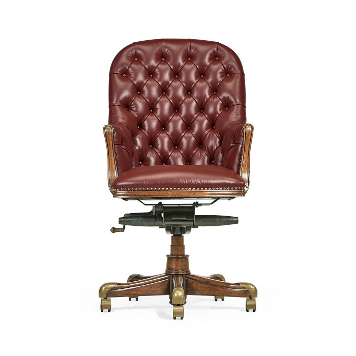 Chesterfield Style High Back Walnut Office Chair