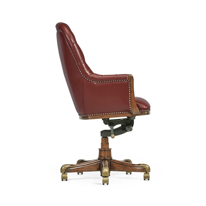 Chesterfield Style High Back Walnut Office Chair