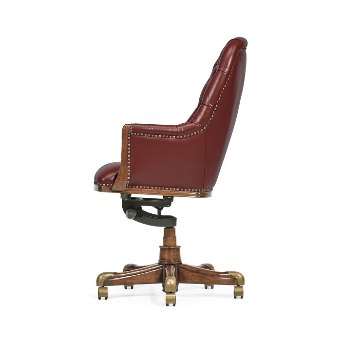 Chesterfield Style High Back Walnut Office Chair