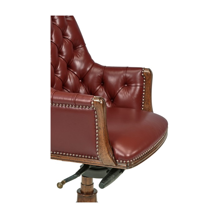 Chesterfield Style High Back Walnut Office Chair