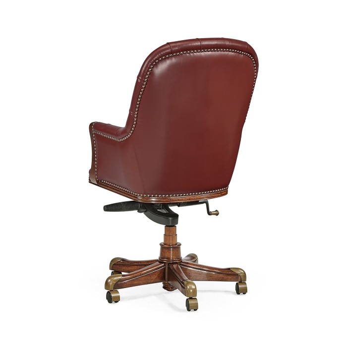 Chesterfield Style High Back Walnut Office Chair