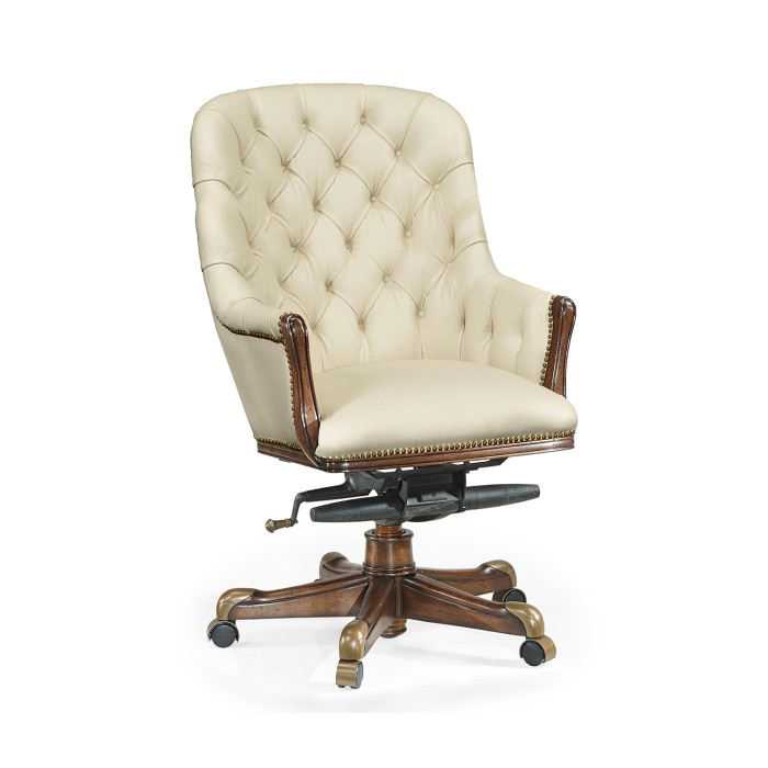 Chesterfield Style High Back Walnut Office Chair