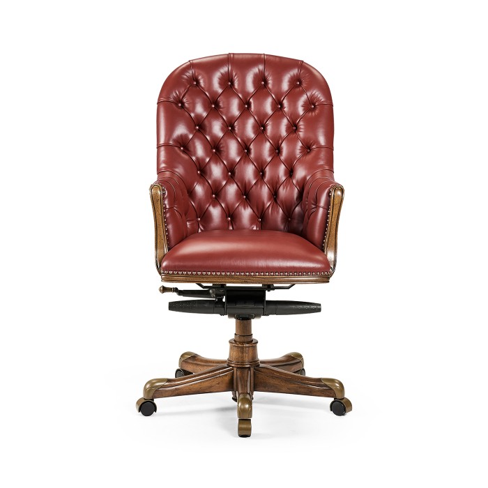 Chesterfield Style High Back Walnut Office Chair