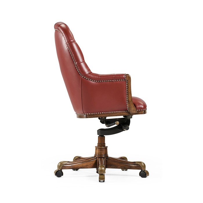 Chesterfield Style High Back Walnut Office Chair