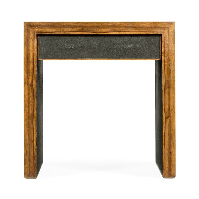 Argentinian walnut & anthracite faux shagreen side table