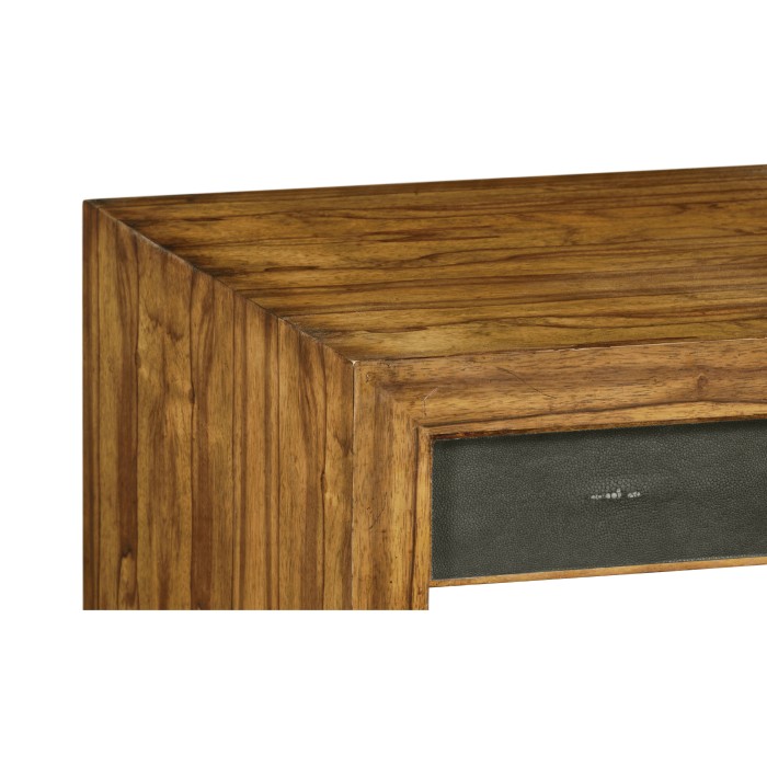 Argentinian walnut & anthracite faux shagreen side table