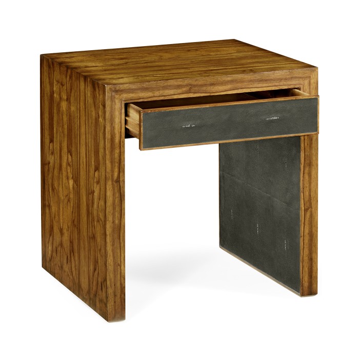 Argentinian walnut & anthracite faux shagreen side table
