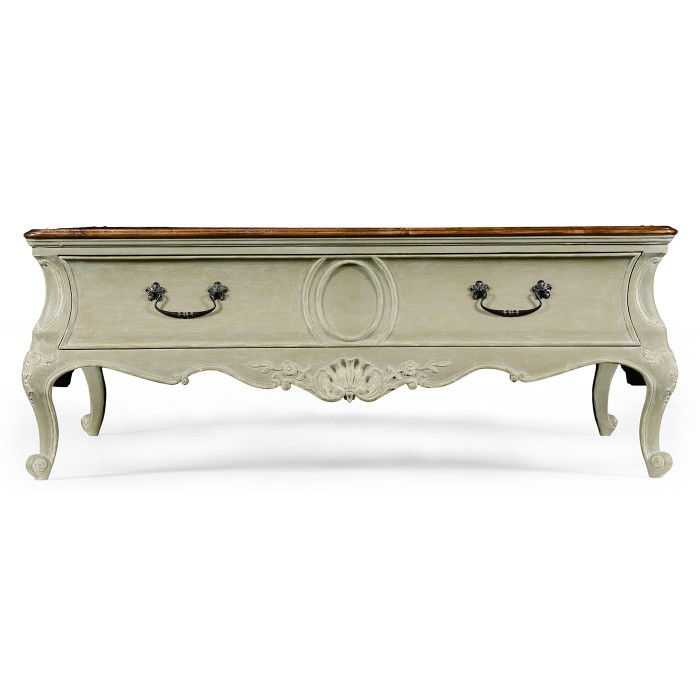 French provincial grey painted coffee table
