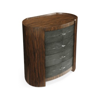 Faux Macassar & Anthracite Shagreen Oval Bedside Chest
