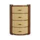 Ivory Shagreen Oval Bedside Chest of Drawers with Brass