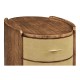 Ivory Shagreen Oval Bedside Chest of Drawers with Brass