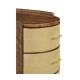 Ivory Shagreen Oval Bedside Chest of Drawers with Brass