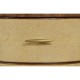 Ivory Shagreen Oval Bedside Chest of Drawers with Brass