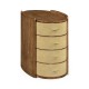 Ivory Shagreen Oval Bedside Chest of Drawers with Brass